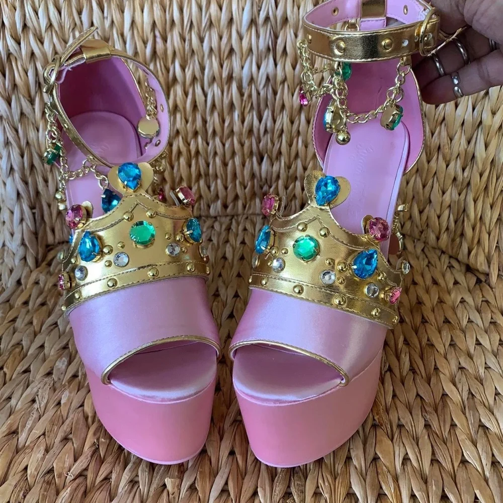 New Sugar Thrillz x Dolls Kill Crowned Charmer Platform Heels - Picture 4 of 4